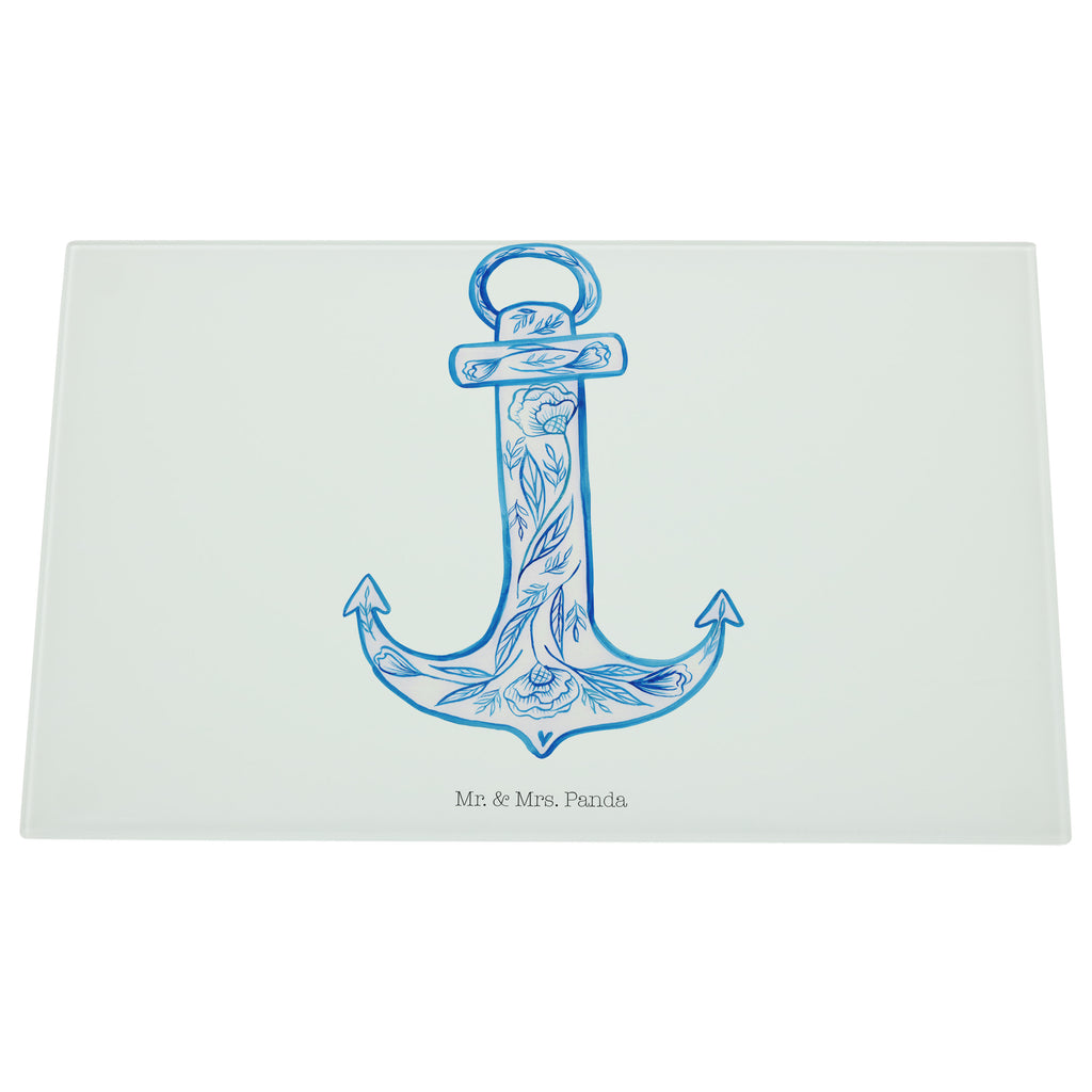 Medium Glas Schneidbrett Anker Blau Glasschneidebrett, Schneidebrett, süße Tiermotive, gute Laune, lustige Sprüche, Tiere