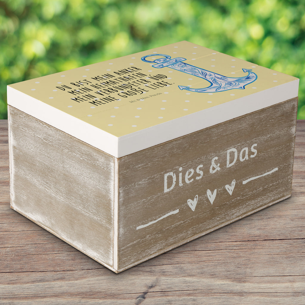 Holzkiste Anker Blau Holzkiste, Kiste, Schatzkiste, Truhe, Schatulle, XXL, Erinnerungsbox, Erinnerungskiste, Dekokiste, Aufbewahrungsbox, Tiermotive, Gute Laune, lustige Sprüche, Tiere