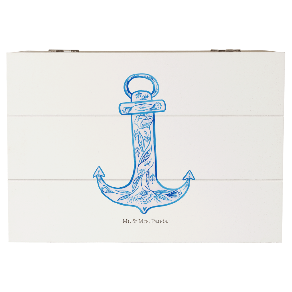 Holzkiste Anker Blau Holzkiste, Kiste, Schatzkiste, Truhe, Schatulle, XXL, Erinnerungsbox, Erinnerungskiste, Dekokiste, Aufbewahrungsbox, Tiermotive, Gute Laune, lustige Sprüche, Tiere