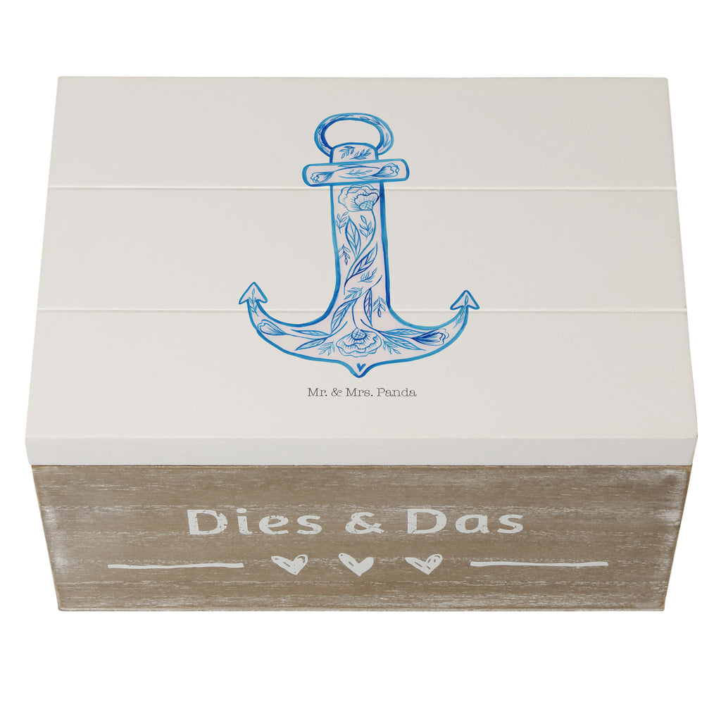 Holzkiste Anker Blau Holzkiste, Kiste, Schatzkiste, Truhe, Schatulle, XXL, Erinnerungsbox, Erinnerungskiste, Dekokiste, Aufbewahrungsbox, Tiermotive, Gute Laune, lustige Sprüche, Tiere