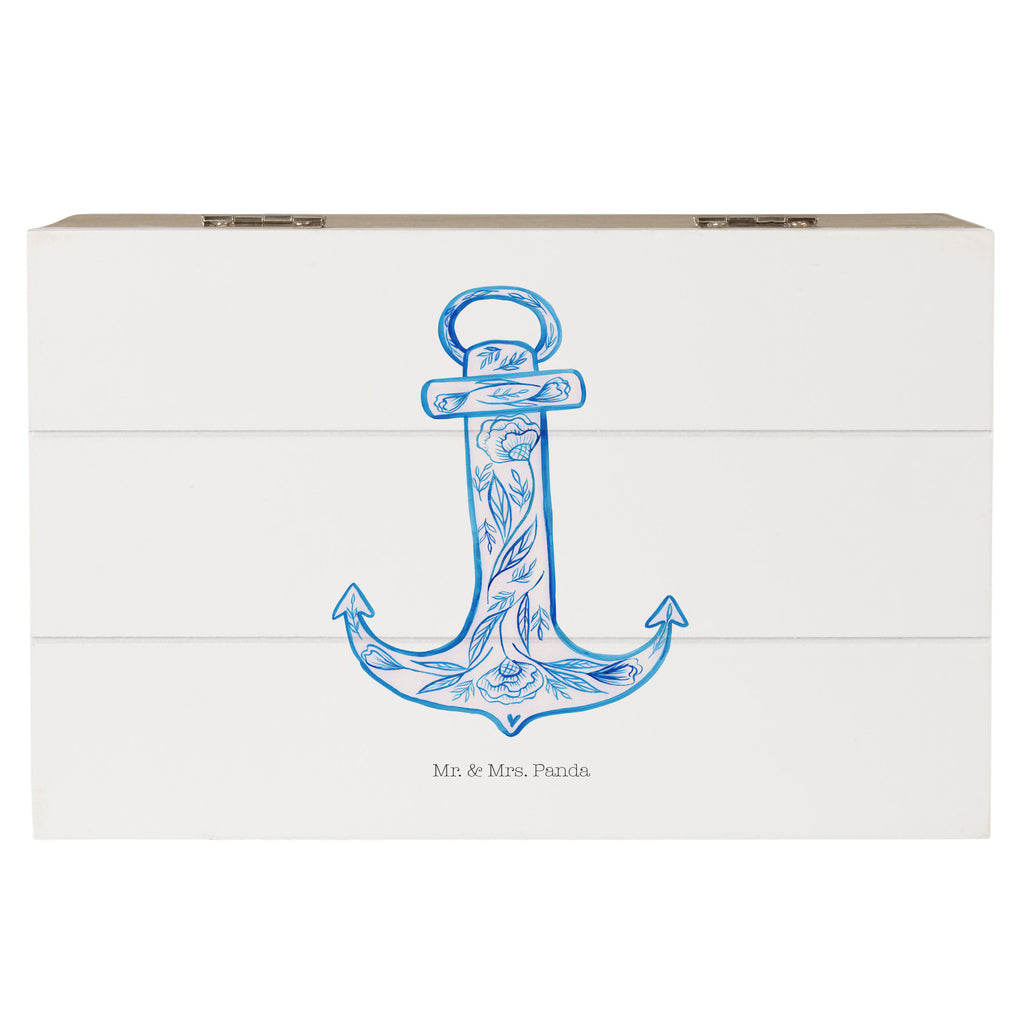 Holzkiste Anker Blau Holzkiste, Kiste, Schatzkiste, Truhe, Schatulle, XXL, Erinnerungsbox, Erinnerungskiste, Dekokiste, Aufbewahrungsbox, Tiermotive, Gute Laune, lustige Sprüche, Tiere