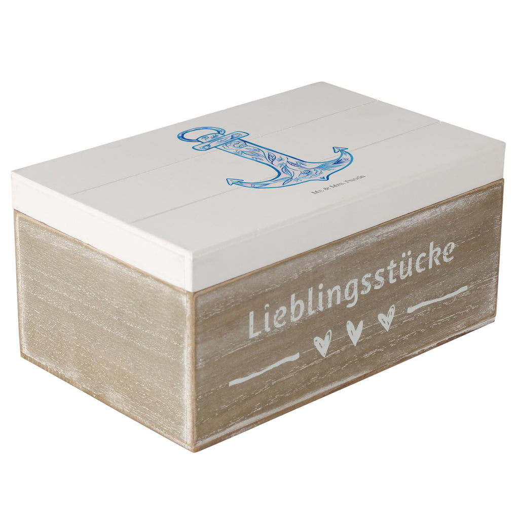 Holzkiste Anker Blau Holzkiste, Kiste, Schatzkiste, Truhe, Schatulle, XXL, Erinnerungsbox, Erinnerungskiste, Dekokiste, Aufbewahrungsbox, Tiermotive, Gute Laune, lustige Sprüche, Tiere