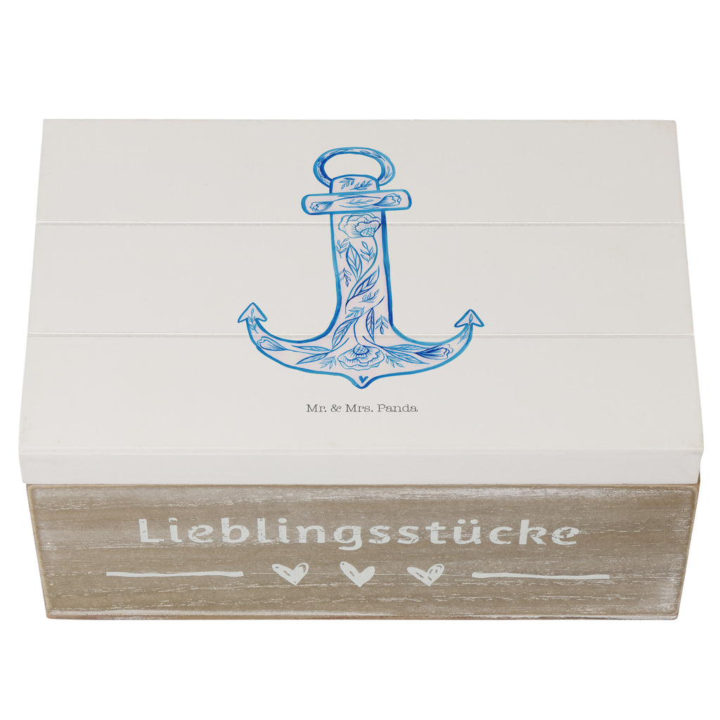 Holzkiste Anker Blau Holzkiste, Kiste, Schatzkiste, Truhe, Schatulle, XXL, Erinnerungsbox, Erinnerungskiste, Dekokiste, Aufbewahrungsbox, Tiermotive, Gute Laune, lustige Sprüche, Tiere