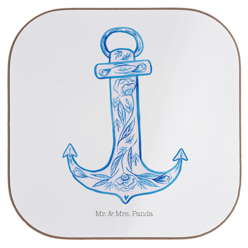 Quadratische Untersetzer Anker Blau Bierdeckel, Glasuntersetzer, Untersetzer Gläser, Getränkeuntersetzer, Tiermotive, Gute Laune, lustige Sprüche, Tiere