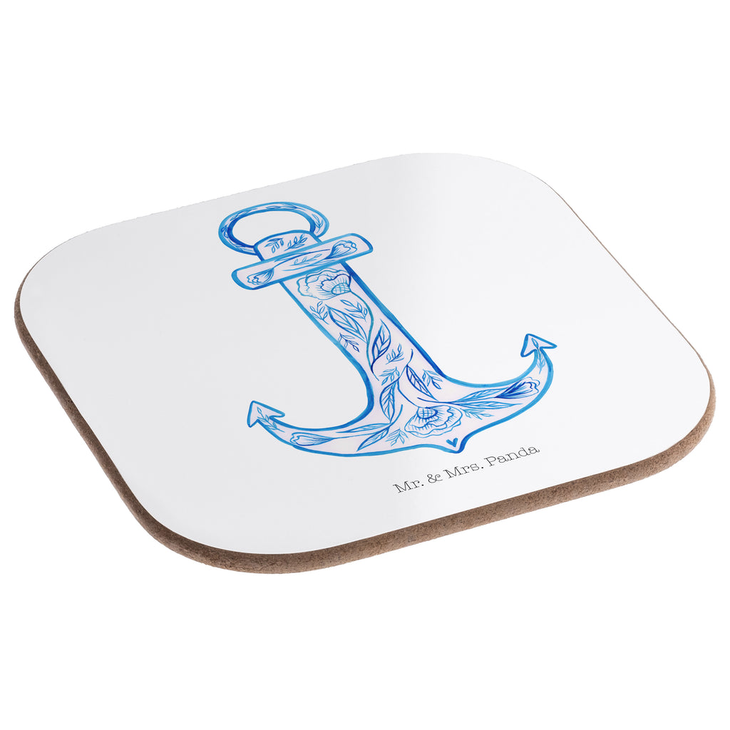 Quadratische Untersetzer Anker Blau Bierdeckel, Glasuntersetzer, Untersetzer Gläser, Getränkeuntersetzer, Tiermotive, Gute Laune, lustige Sprüche, Tiere