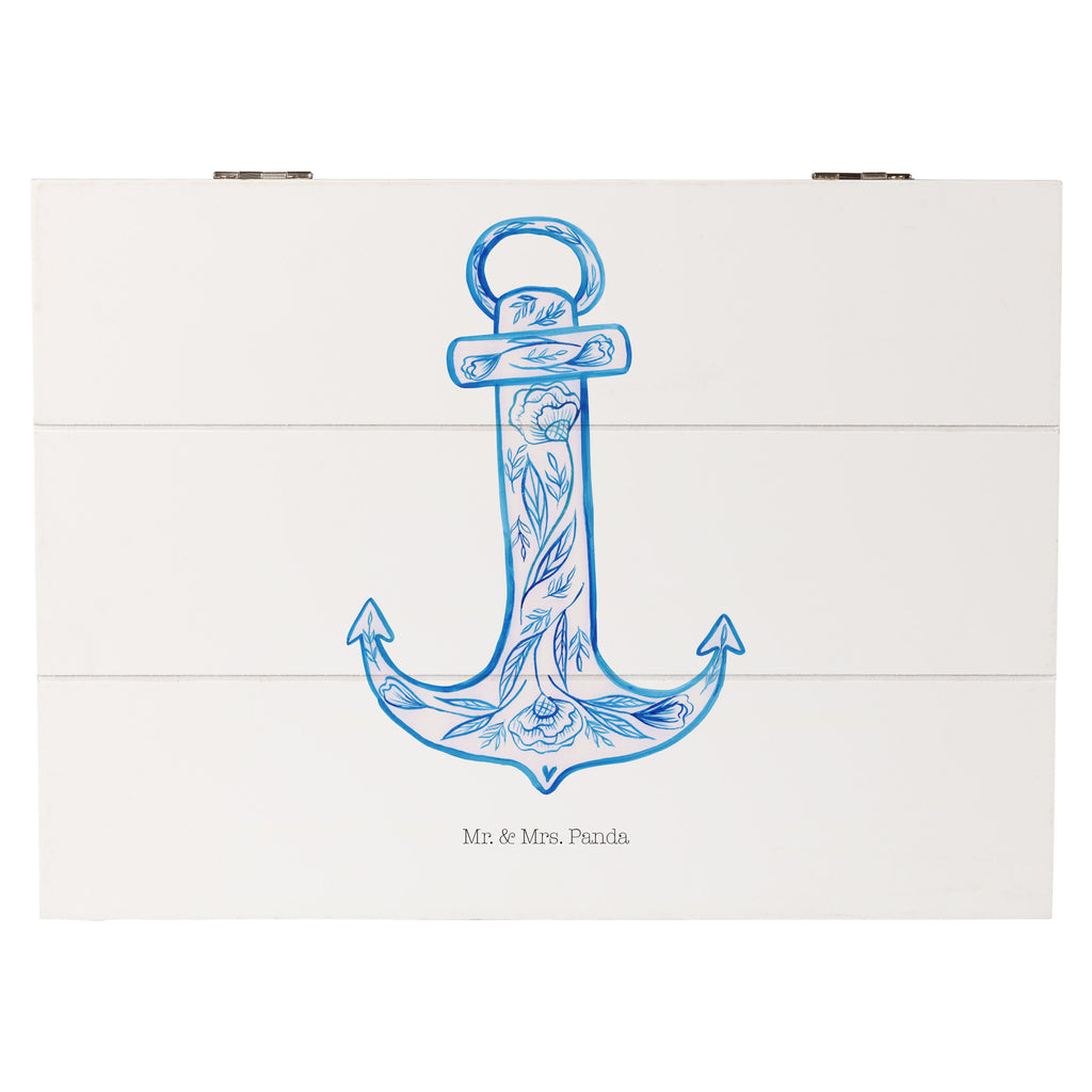 Holzkiste Anker Blau Holzkiste, Kiste, Schatzkiste, Truhe, Schatulle, XXL, Erinnerungsbox, Erinnerungskiste, Dekokiste, Aufbewahrungsbox, Tiermotive, Gute Laune, lustige Sprüche, Tiere