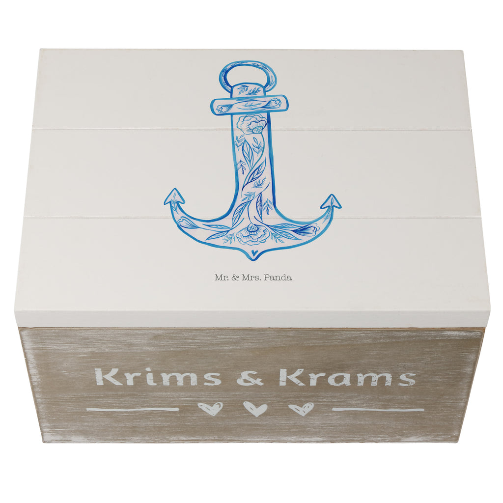 Holzkiste Anker Blau Holzkiste, Kiste, Schatzkiste, Truhe, Schatulle, XXL, Erinnerungsbox, Erinnerungskiste, Dekokiste, Aufbewahrungsbox, Tiermotive, Gute Laune, lustige Sprüche, Tiere
