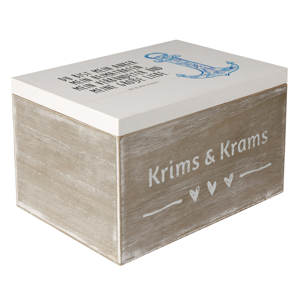 Holzkiste Anker Blau Holzkiste, Kiste, Schatzkiste, Truhe, Schatulle, XXL, Erinnerungsbox, Erinnerungskiste, Dekokiste, Aufbewahrungsbox, Tiermotive, Gute Laune, lustige Sprüche, Tiere