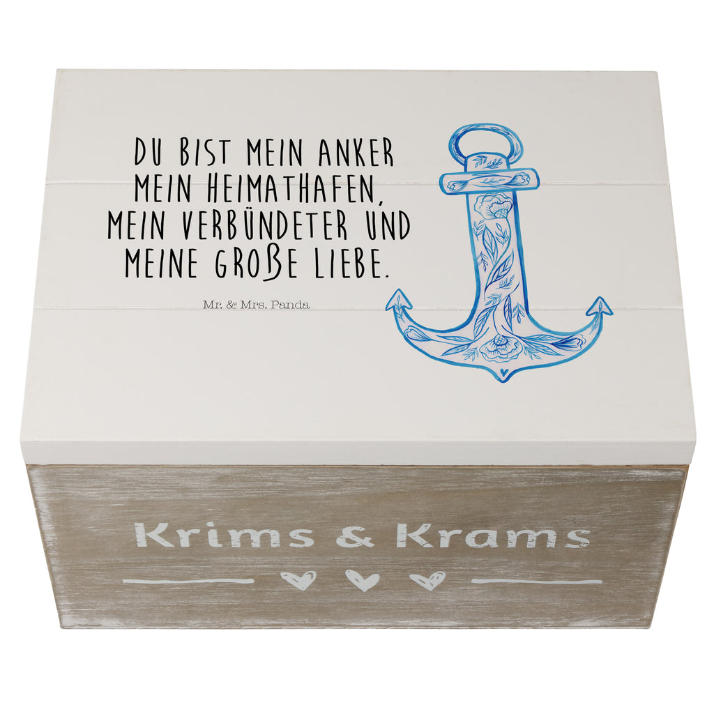 Holzkiste Anker Blau Holzkiste, Kiste, Schatzkiste, Truhe, Schatulle, XXL, Erinnerungsbox, Erinnerungskiste, Dekokiste, Aufbewahrungsbox, Tiermotive, Gute Laune, lustige Sprüche, Tiere