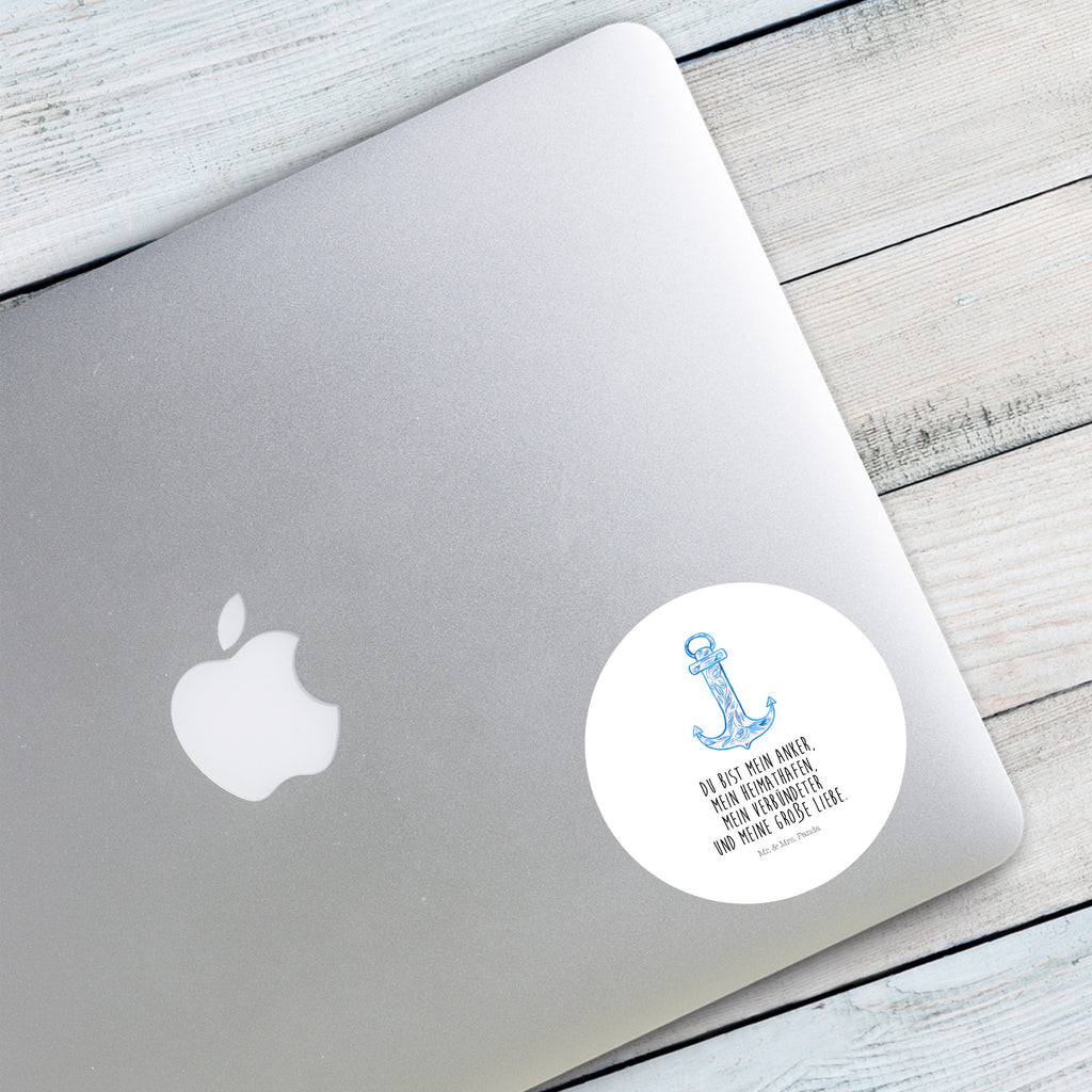 80mm Rund Aufkleber Anker Blau