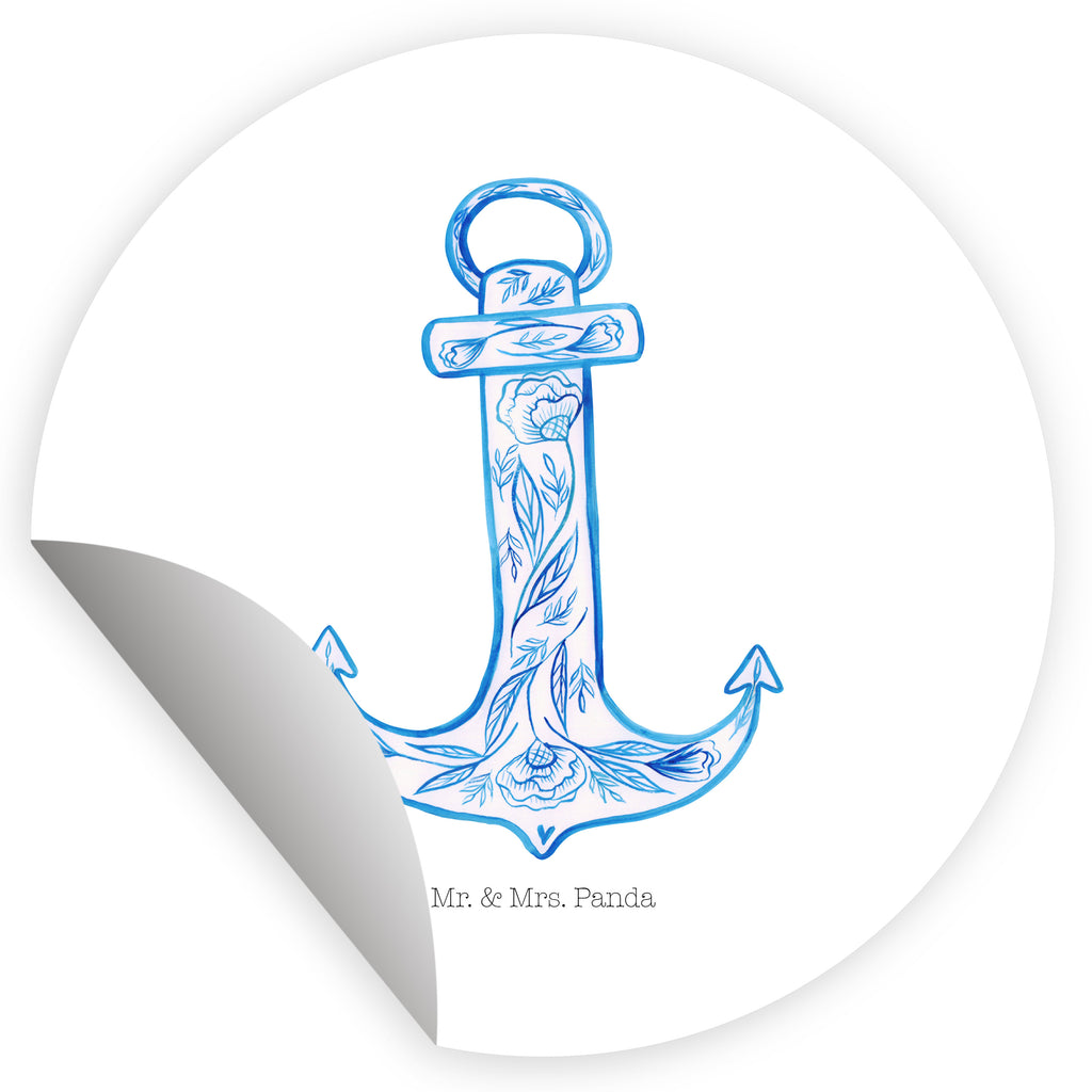 80mm Rund Aufkleber Anker Blau