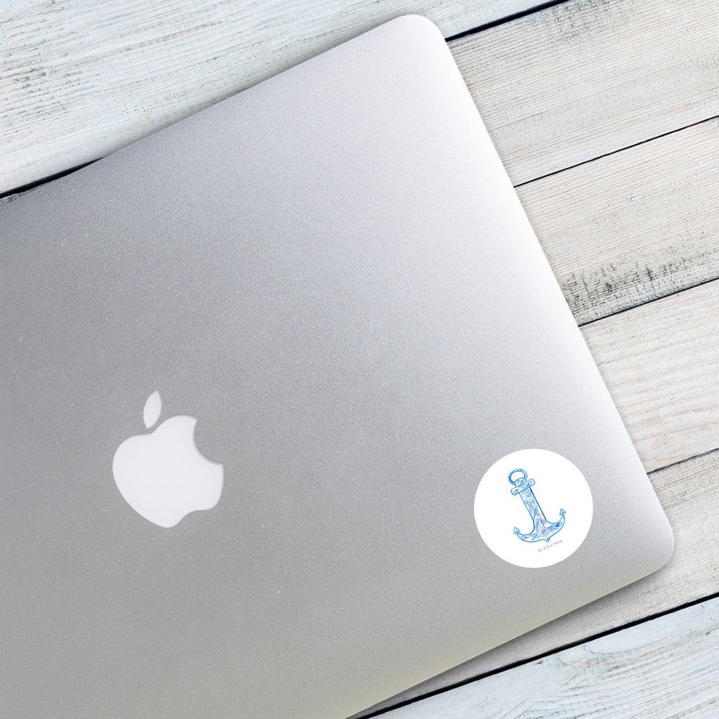 80mm Rund Aufkleber Anker Blau