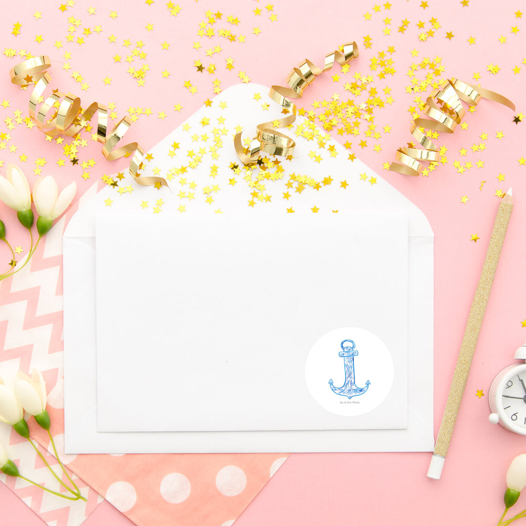 80mm Rund Aufkleber Anker Blau