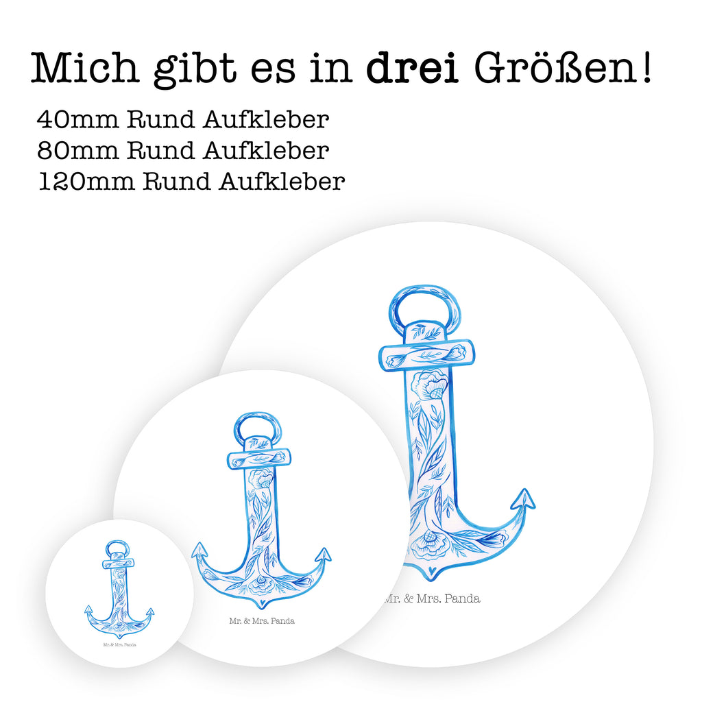 80mm Rund Aufkleber Anker Blau