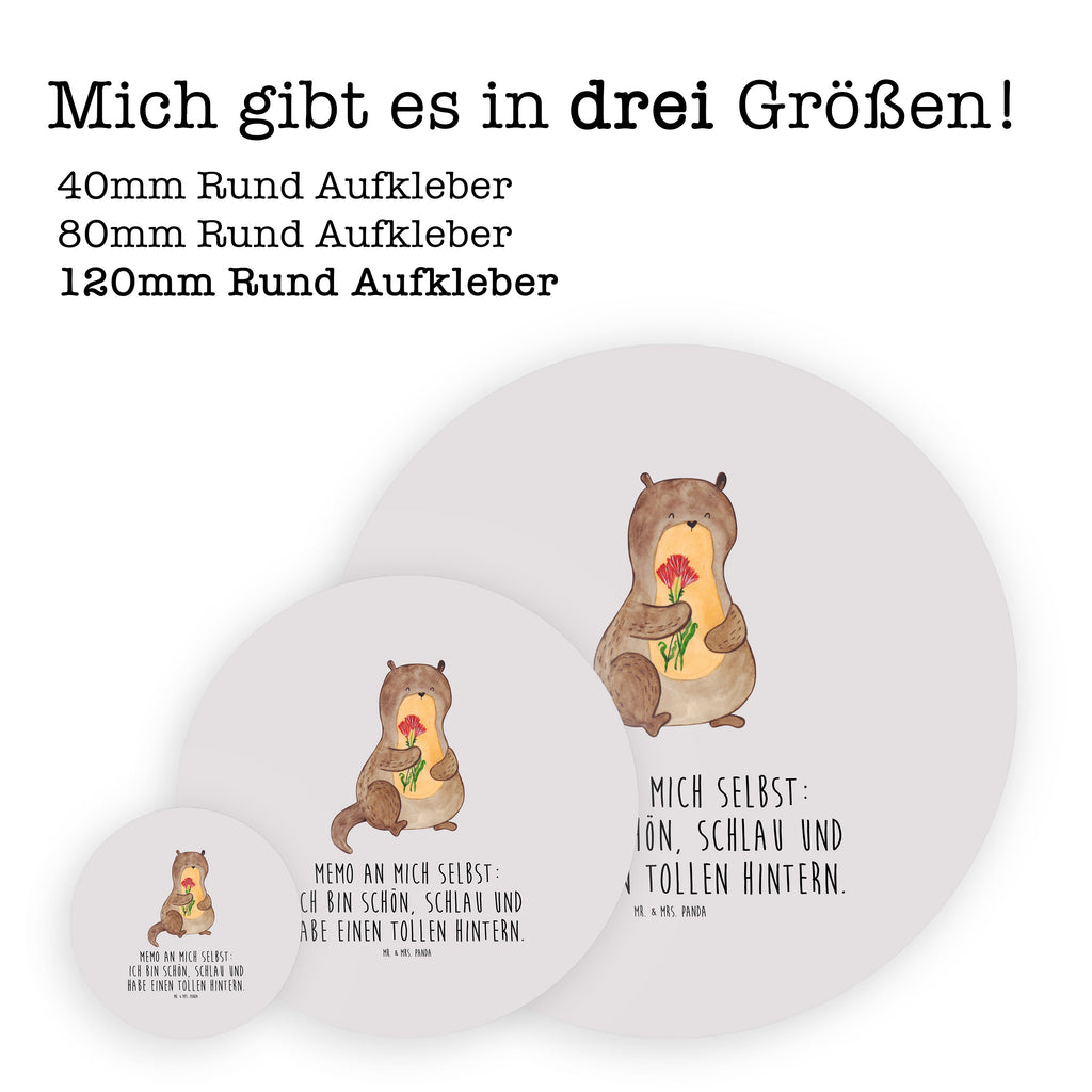 120mm Rund Aufkleber Otter Blumenstrauß Sticker, Aufkleber, Etikett, Kinder, rund, Otter, Fischotter, Seeotter, Otter Seeotter See Otter