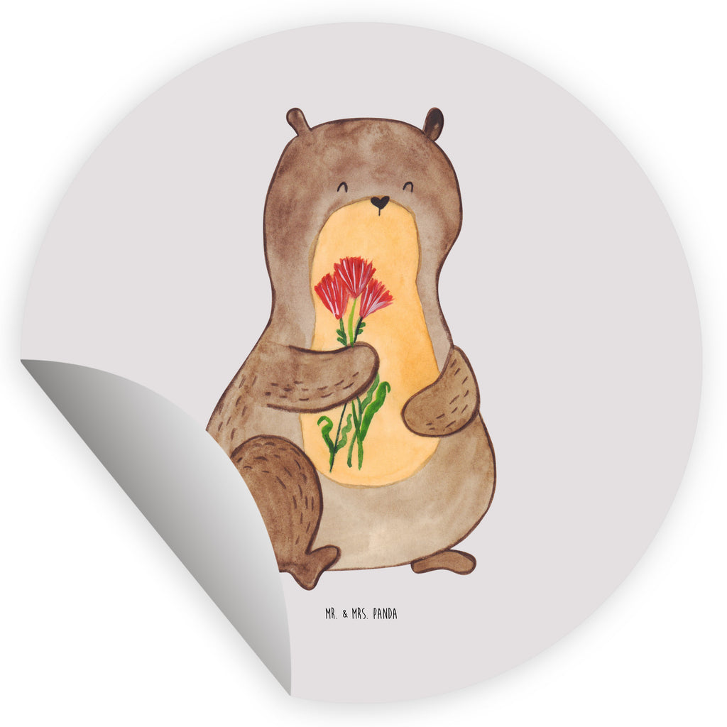 120mm Rund Aufkleber Otter Blumenstrauß Sticker, Aufkleber, Etikett, Kinder, rund, Otter, Fischotter, Seeotter, Otter Seeotter See Otter