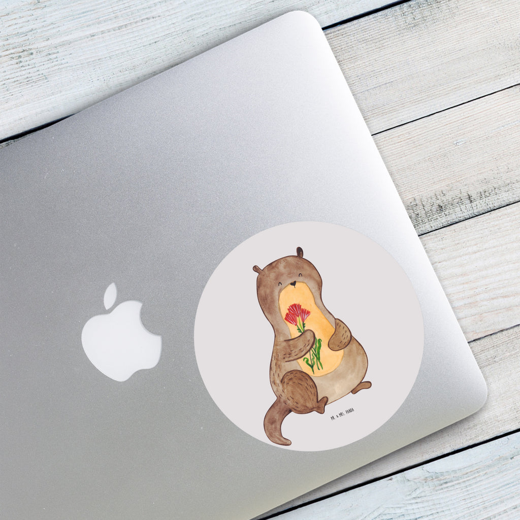 120mm Rund Aufkleber Otter Blumenstrauß Sticker, Aufkleber, Etikett, Kinder, rund, Otter, Fischotter, Seeotter, Otter Seeotter See Otter