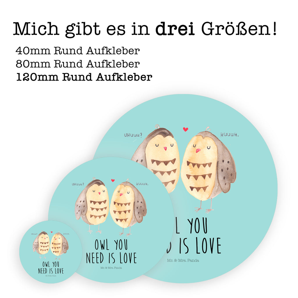120mm Rund Aufkleber Eule Liebe