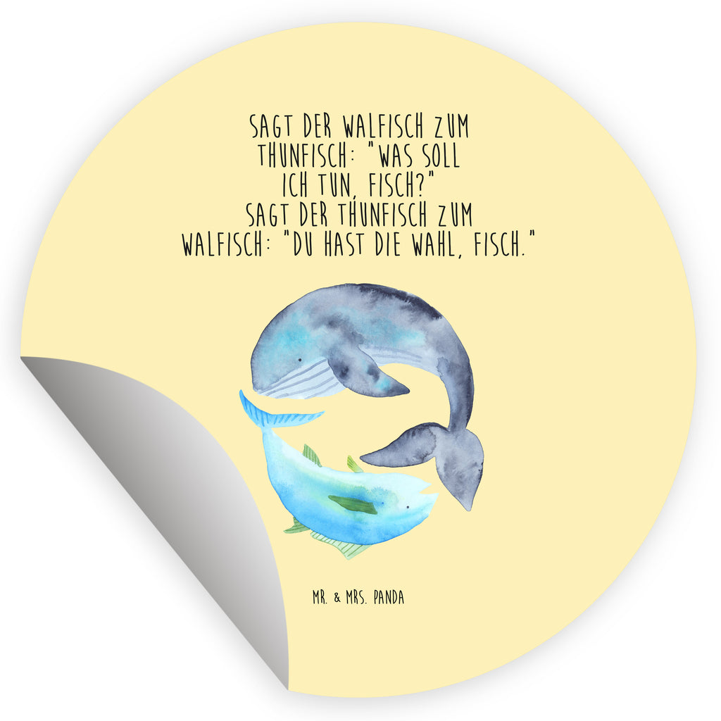 120mm Rund Aufkleber Walfisch & Thunfisch Sticker, Aufkleber, Etikett, Kinder, rund, Tiermotive, Gute Laune, lustige Sprüche, Tiere, Wal, Wahl, Tunfisch, Wortwitz lustig, Spruch lustig, Flachwitz, Witz, Spruch des Tages, Flachwitz Geschenk