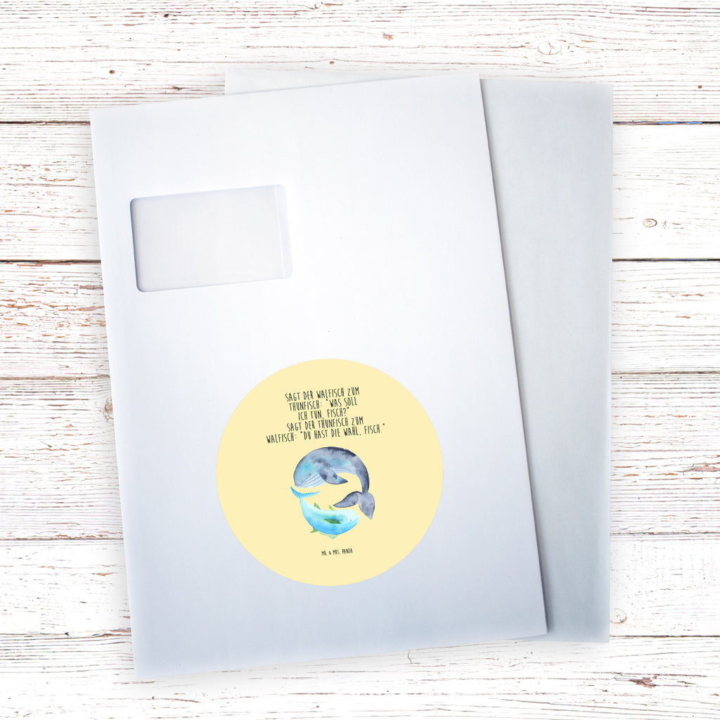 120mm Rund Aufkleber Walfisch & Thunfisch Sticker, Aufkleber, Etikett, Kinder, rund, Tiermotive, Gute Laune, lustige Sprüche, Tiere, Wal, Wahl, Tunfisch, Wortwitz lustig, Spruch lustig, Flachwitz, Witz, Spruch des Tages, Flachwitz Geschenk