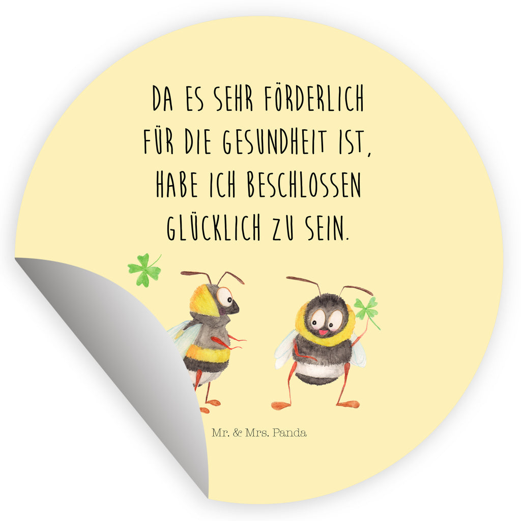 120mm Rund Aufkleber Hummeln mit Kleeblatt Sticker, Aufkleber, Etikett, Kinder, rund, Tiermotive, Gute Laune, lustige Sprüche, Tiere, Hummel, Biene, Spruch positiv, Biene Deko, Spruch schön, glücklich sein, glücklich werden, Spruch fröhlich