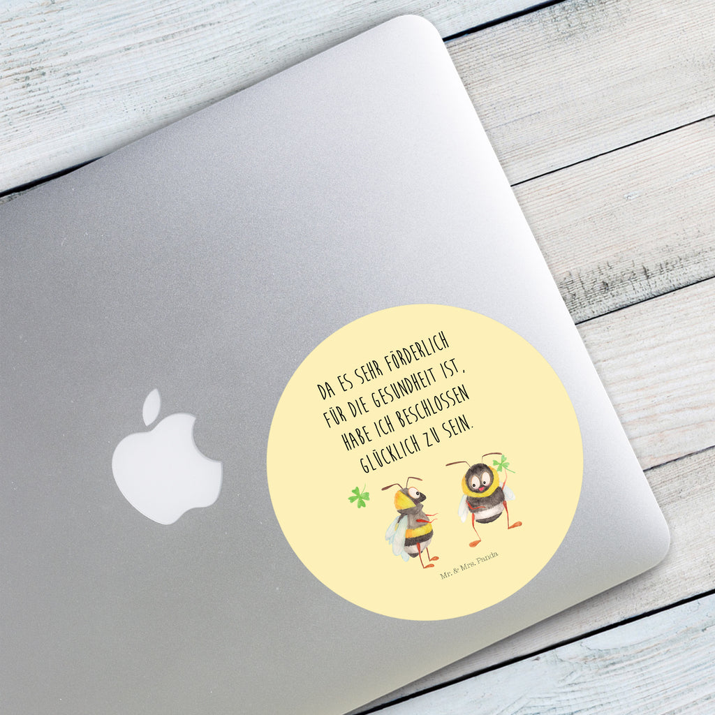 120mm Rund Aufkleber Hummeln mit Kleeblatt Sticker, Aufkleber, Etikett, Kinder, rund, Tiermotive, Gute Laune, lustige Sprüche, Tiere, Hummel, Biene, Spruch positiv, Biene Deko, Spruch schön, glücklich sein, glücklich werden, Spruch fröhlich