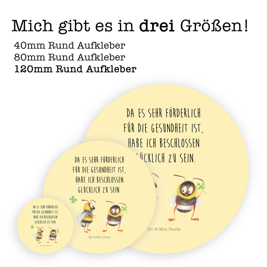 120mm Rund Aufkleber Hummeln mit Kleeblatt Sticker, Aufkleber, Etikett, Kinder, rund, Tiermotive, Gute Laune, lustige Sprüche, Tiere, Hummel, Biene, Spruch positiv, Biene Deko, Spruch schön, glücklich sein, glücklich werden, Spruch fröhlich