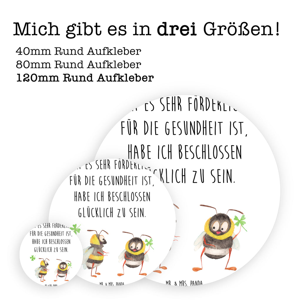 120mm Rund Aufkleber Hummeln mit Kleeblatt Sticker, Aufkleber, Etikett, Kinder, rund, Tiermotive, Gute Laune, lustige Sprüche, Tiere, Hummel, Biene, Spruch positiv, Biene Deko, Spruch schön, glücklich sein, glücklich werden, Spruch fröhlich