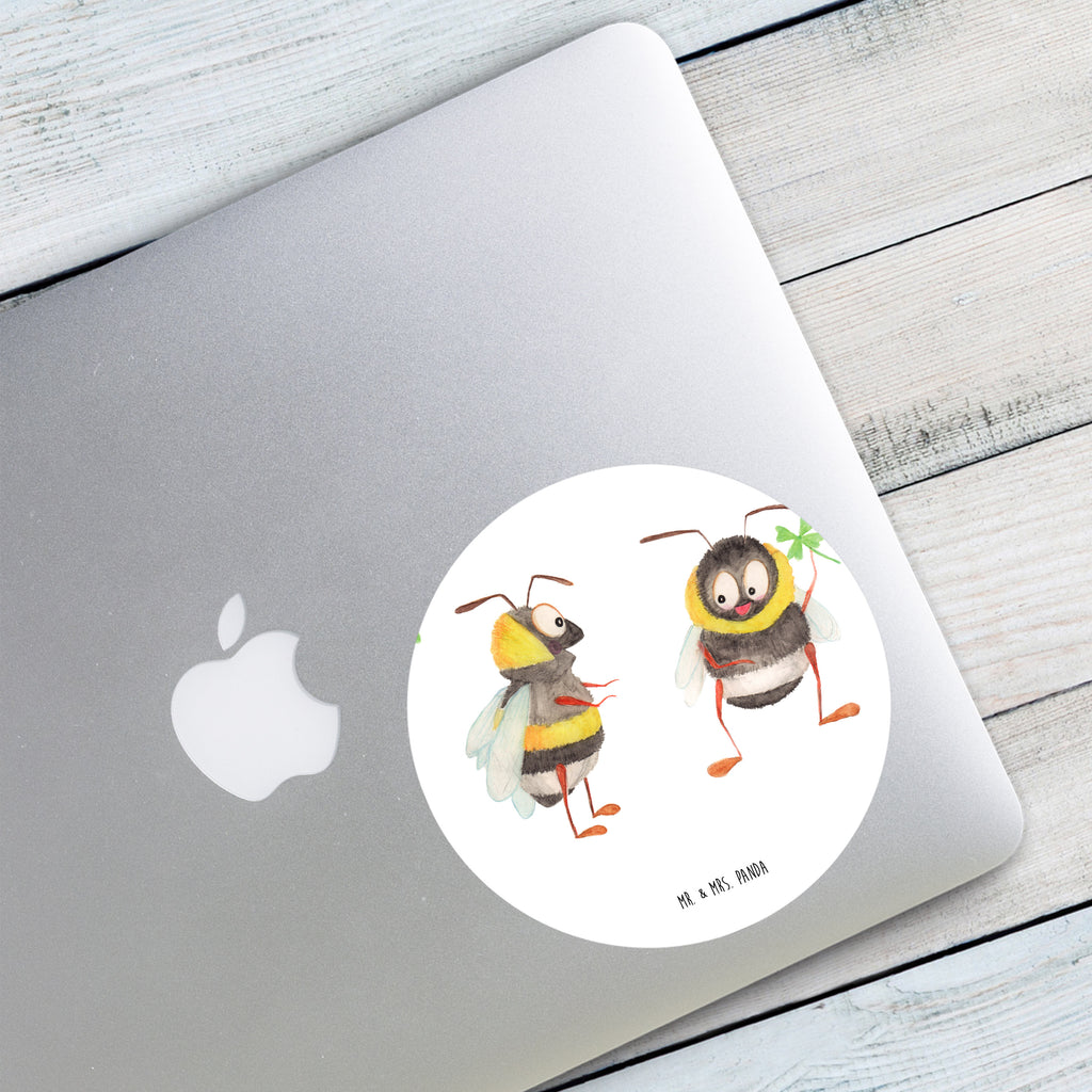 120mm Rund Aufkleber Hummeln mit Kleeblatt Sticker, Aufkleber, Etikett, Kinder, rund, Tiermotive, Gute Laune, lustige Sprüche, Tiere, Hummel, Biene, Spruch positiv, Biene Deko, Spruch schön, glücklich sein, glücklich werden, Spruch fröhlich
