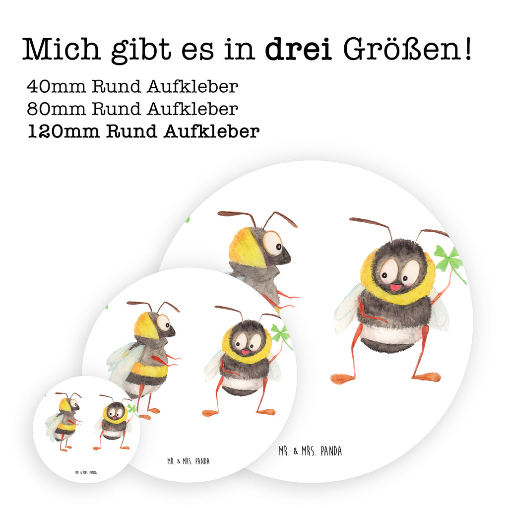 120mm Rund Aufkleber Hummeln mit Kleeblatt Sticker, Aufkleber, Etikett, Kinder, rund, Tiermotive, Gute Laune, lustige Sprüche, Tiere, Hummel, Biene, Spruch positiv, Biene Deko, Spruch schön, glücklich sein, glücklich werden, Spruch fröhlich