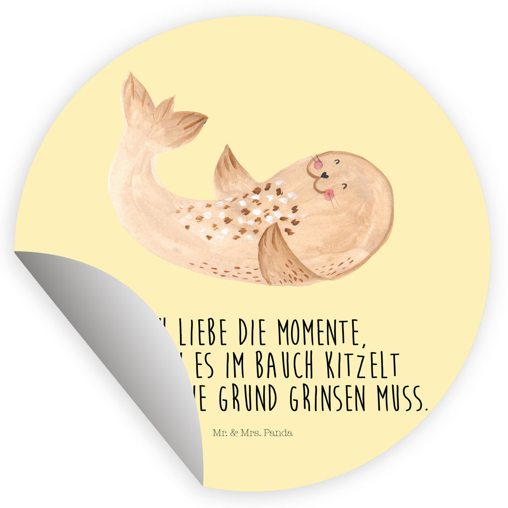 120mm Rund Aufkleber Robbe liegend Sticker, Aufkleber, Etikett, Kinder, rund, süße Tiermotive, gute Laune, lustige Sprüche, Tiere, Robbe, Robben, Seehund, Strand, Meerestier, Ostsee, Nordsee, Lachen, Freude