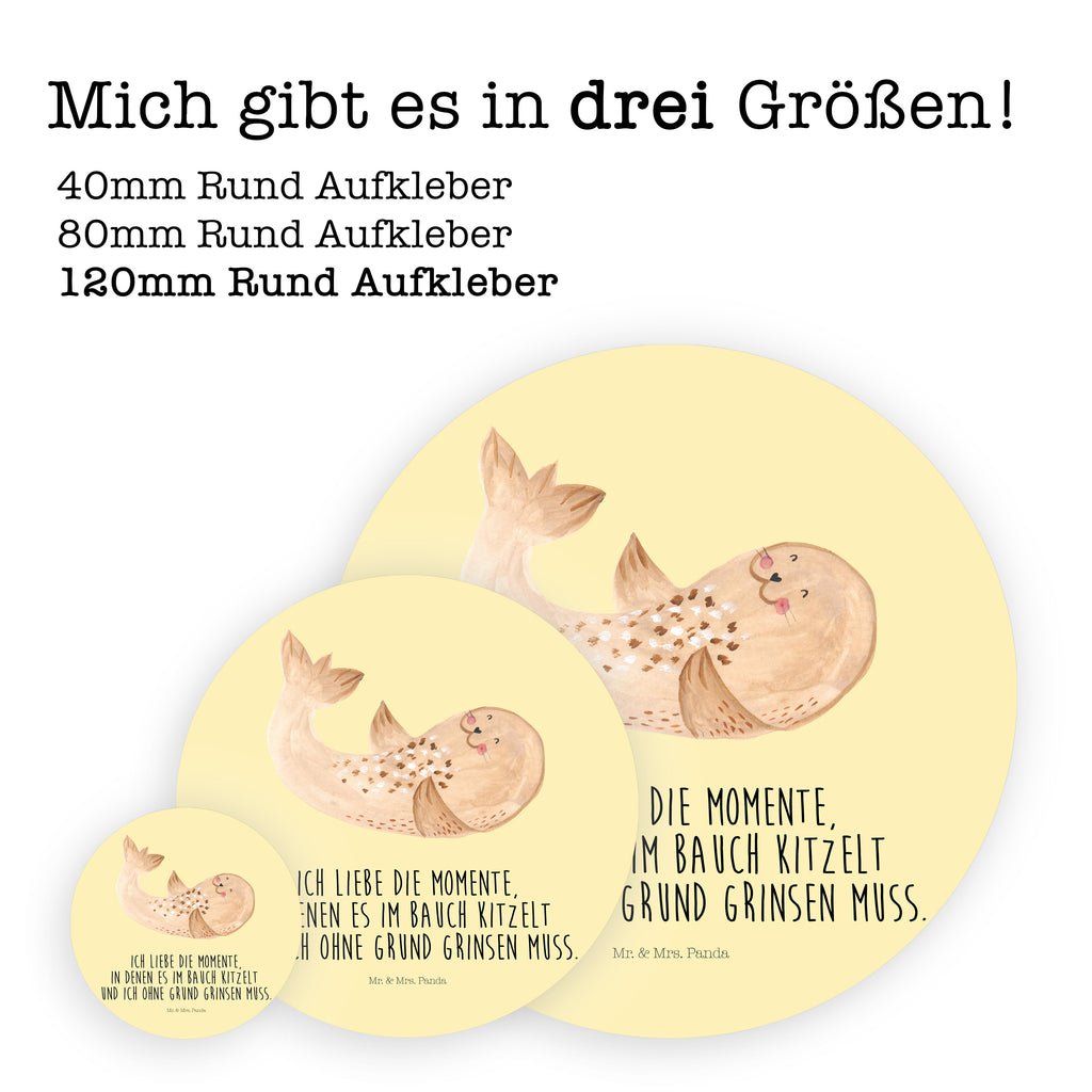120mm Rund Aufkleber Robbe liegend Sticker, Aufkleber, Etikett, Kinder, rund, süße Tiermotive, gute Laune, lustige Sprüche, Tiere, Robbe, Robben, Seehund, Strand, Meerestier, Ostsee, Nordsee, Lachen, Freude