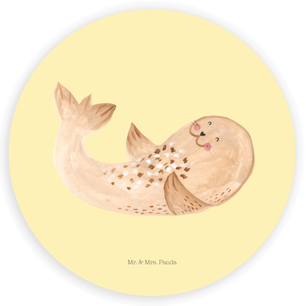 120mm Rund Aufkleber Robbe liegend Sticker, Aufkleber, Etikett, Kinder, rund, süße Tiermotive, gute Laune, lustige Sprüche, Tiere, Robbe, Robben, Seehund, Strand, Meerestier, Ostsee, Nordsee, Lachen, Freude
