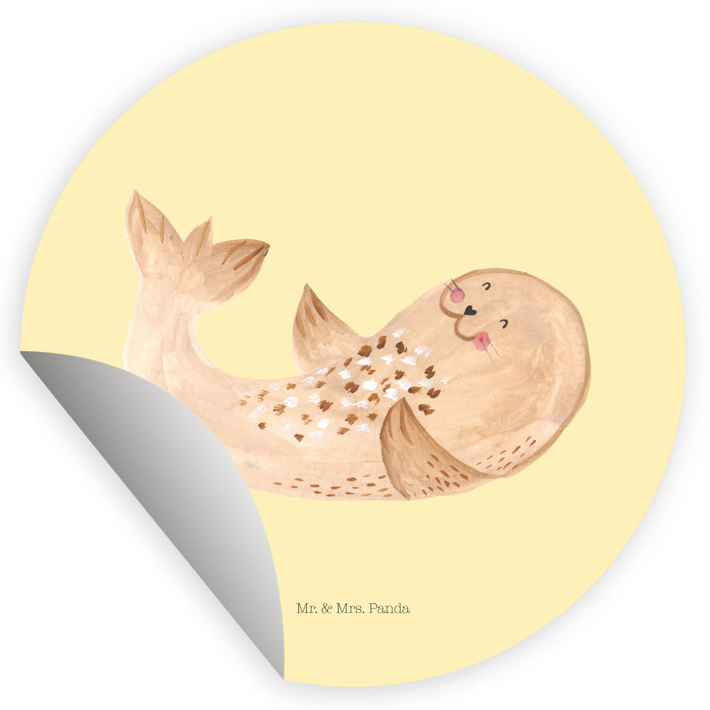 120mm Rund Aufkleber Robbe liegend Sticker, Aufkleber, Etikett, Kinder, rund, süße Tiermotive, gute Laune, lustige Sprüche, Tiere, Robbe, Robben, Seehund, Strand, Meerestier, Ostsee, Nordsee, Lachen, Freude