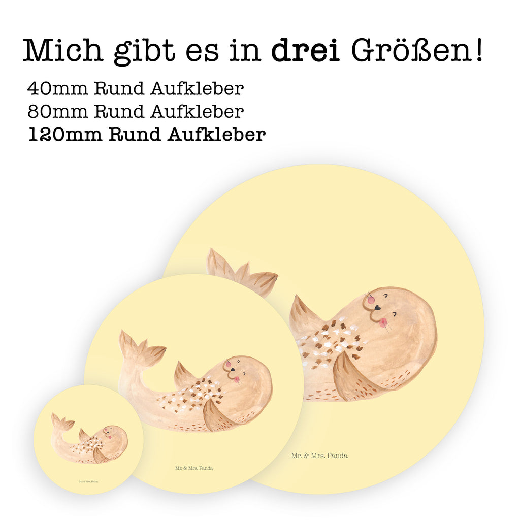 120mm Rund Aufkleber Robbe liegend Sticker, Aufkleber, Etikett, Kinder, rund, süße Tiermotive, gute Laune, lustige Sprüche, Tiere, Robbe, Robben, Seehund, Strand, Meerestier, Ostsee, Nordsee, Lachen, Freude