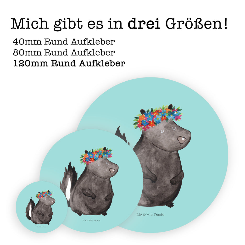 120mm Rund Aufkleber Stinktier Blumenmaedchen