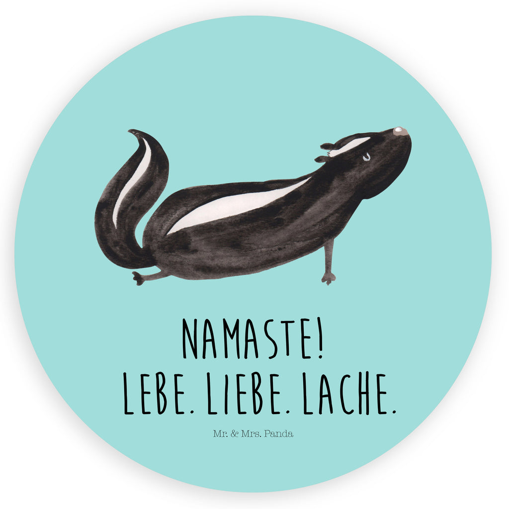 40mm Rund Aufkleber Stinktier Yoga Sticker, Aufkleber, Etikett, Kinder, rund, Stinktier, Skunk, Wildtier, Raubtier, Stinker, Stinki, Yoga, Namaste, Lebe, Liebe, Lache