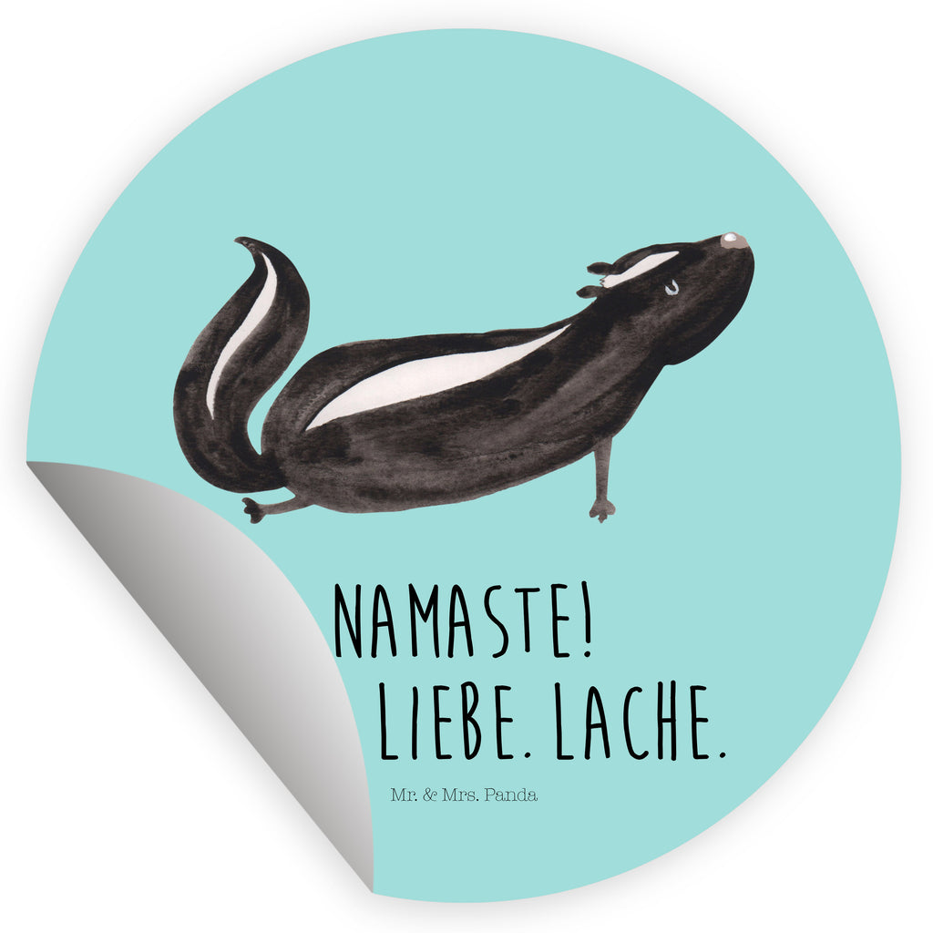 40mm Rund Aufkleber Stinktier Yoga Sticker, Aufkleber, Etikett, Kinder, rund, Stinktier, Skunk, Wildtier, Raubtier, Stinker, Stinki, Yoga, Namaste, Lebe, Liebe, Lache