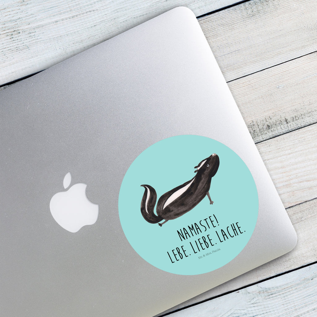 40mm Rund Aufkleber Stinktier Yoga Sticker, Aufkleber, Etikett, Kinder, rund, Stinktier, Skunk, Wildtier, Raubtier, Stinker, Stinki, Yoga, Namaste, Lebe, Liebe, Lache