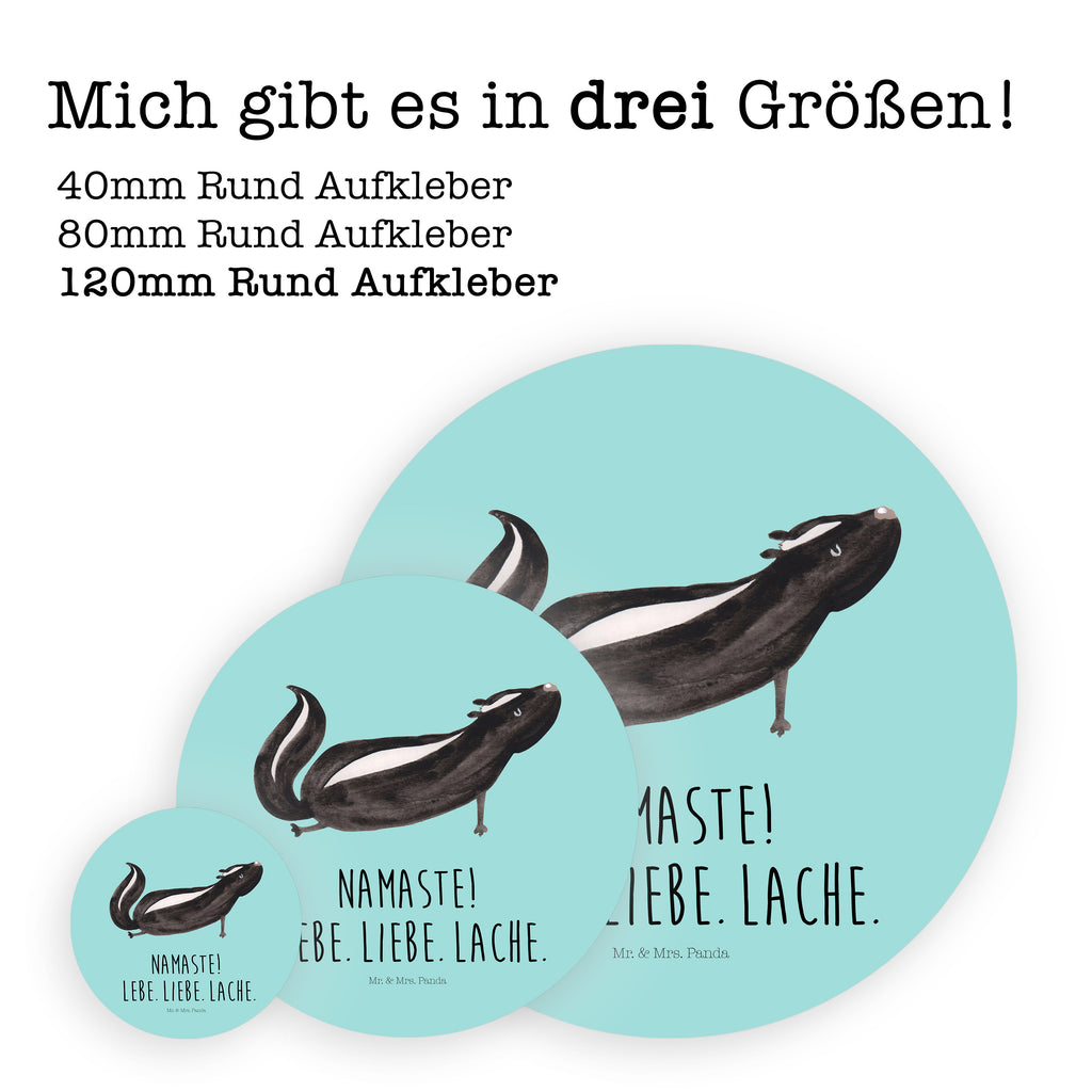 40mm Rund Aufkleber Stinktier Yoga Sticker, Aufkleber, Etikett, Kinder, rund, Stinktier, Skunk, Wildtier, Raubtier, Stinker, Stinki, Yoga, Namaste, Lebe, Liebe, Lache