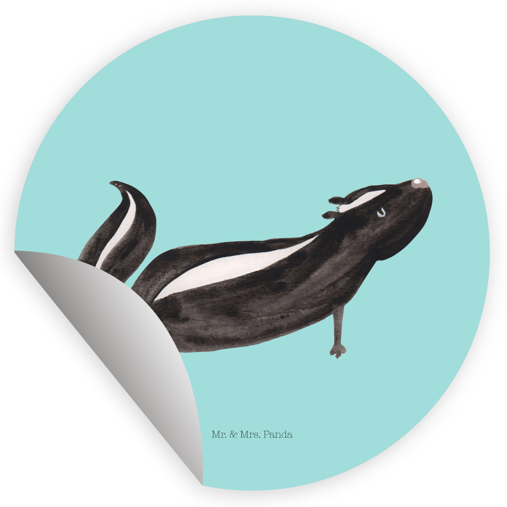 40mm Rund Aufkleber Stinktier Yoga Sticker, Aufkleber, Etikett, Kinder, rund, Stinktier, Skunk, Wildtier, Raubtier, Stinker, Stinki, Yoga, Namaste, Lebe, Liebe, Lache