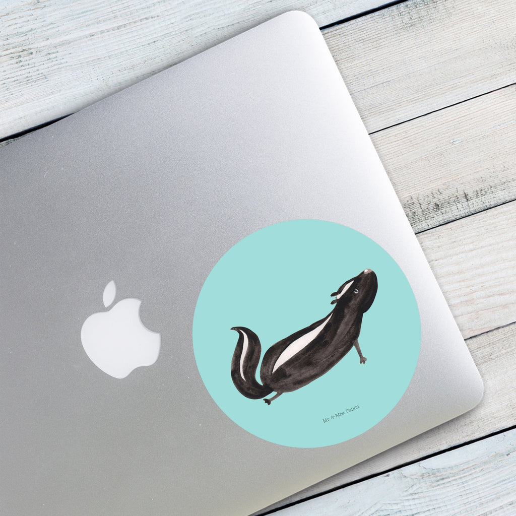40mm Rund Aufkleber Stinktier Yoga Sticker, Aufkleber, Etikett, Kinder, rund, Stinktier, Skunk, Wildtier, Raubtier, Stinker, Stinki, Yoga, Namaste, Lebe, Liebe, Lache