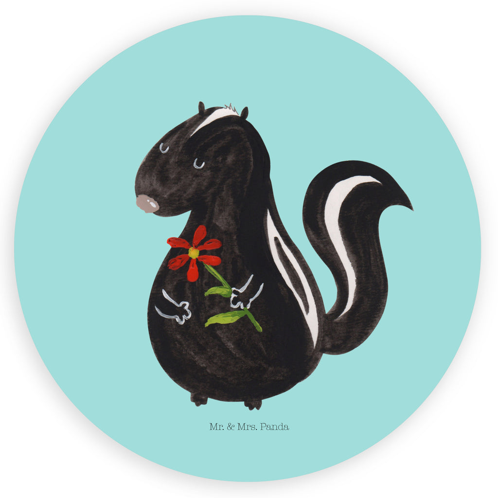 120mm Rund Aufkleber Stinktier Blume Sticker, Aufkleber, Etikett, Kinder, rund, Stinktier, Skunk, Wildtier, Raubtier, Stinker, Stinki, Tagträumer, verträumt, Dreams, Träume