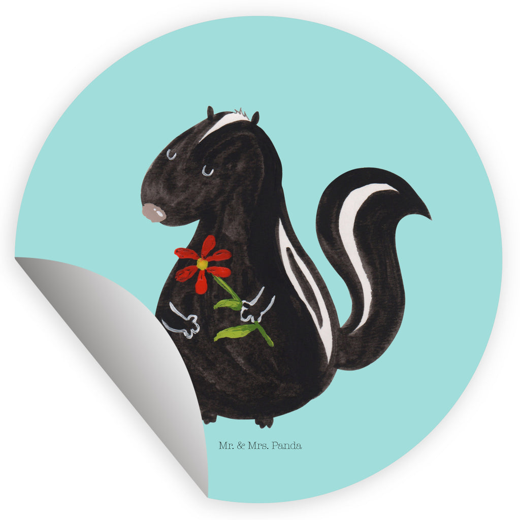 120mm Rund Aufkleber Stinktier Blume Sticker, Aufkleber, Etikett, Kinder, rund, Stinktier, Skunk, Wildtier, Raubtier, Stinker, Stinki, Tagträumer, verträumt, Dreams, Träume
