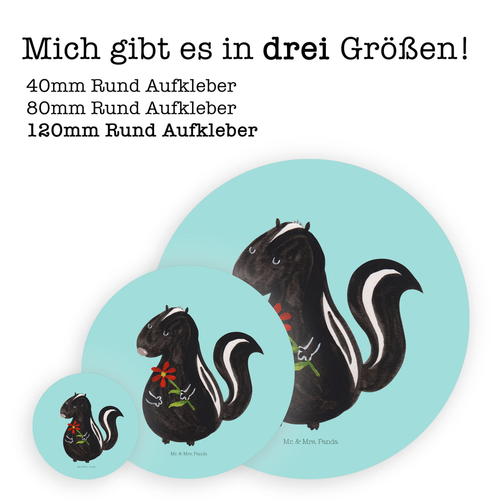 120mm Rund Aufkleber Stinktier Blume Sticker, Aufkleber, Etikett, Kinder, rund, Stinktier, Skunk, Wildtier, Raubtier, Stinker, Stinki, Tagträumer, verträumt, Dreams, Träume