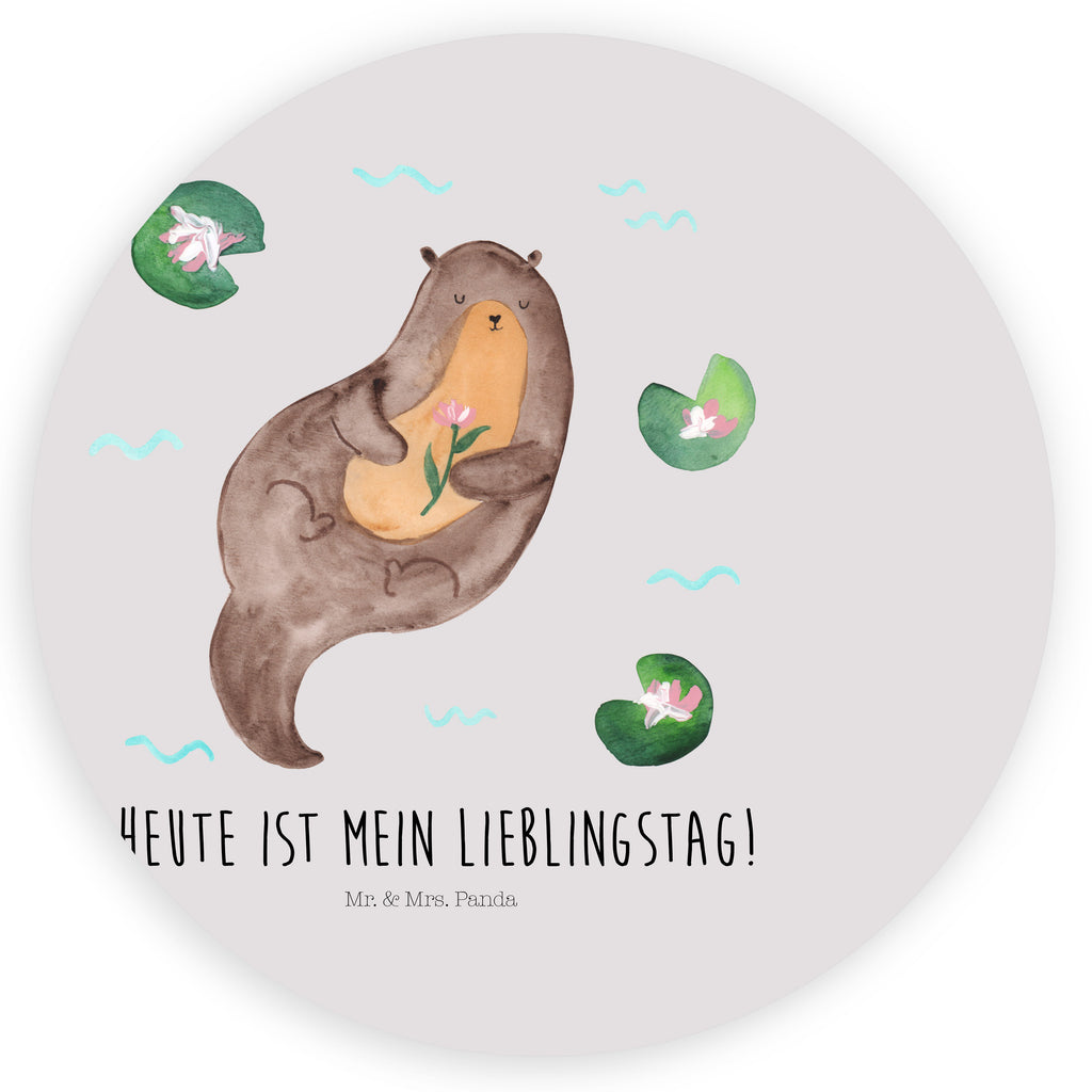 120mm Rund Aufkleber Otter mit Seerose