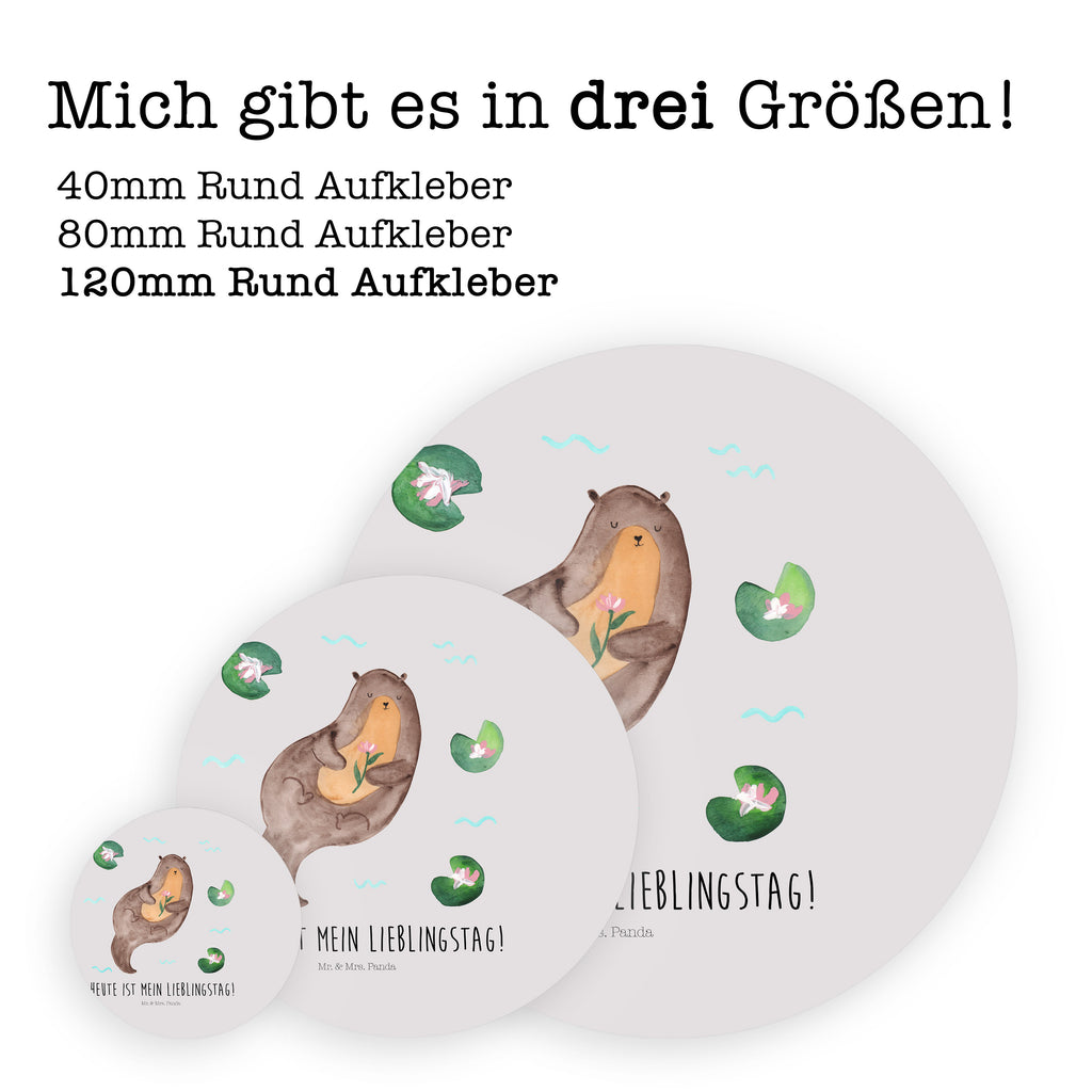 120mm Rund Aufkleber Otter mit Seerose
