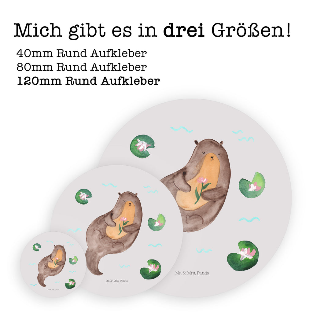 120mm Rund Aufkleber Otter mit Seerose