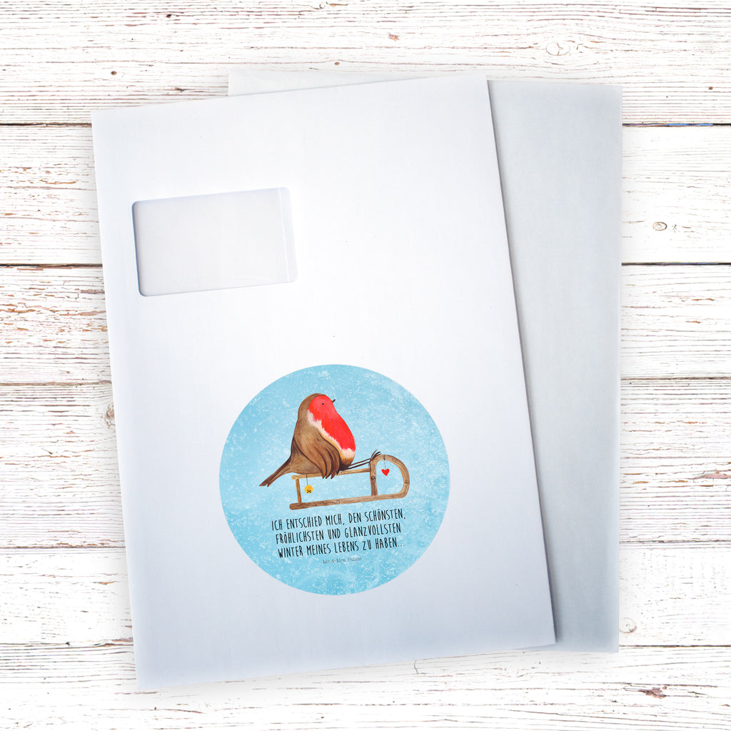 120mm Rund Aufkleber Rotkehlchen Schlitten Sticker, Aufkleber, Etikett, Kinder, rund, Winter, Weihnachten, Weihnachtsdeko, Nikolaus, Advent, Heiligabend, Wintermotiv, Schlitten, Vogel
