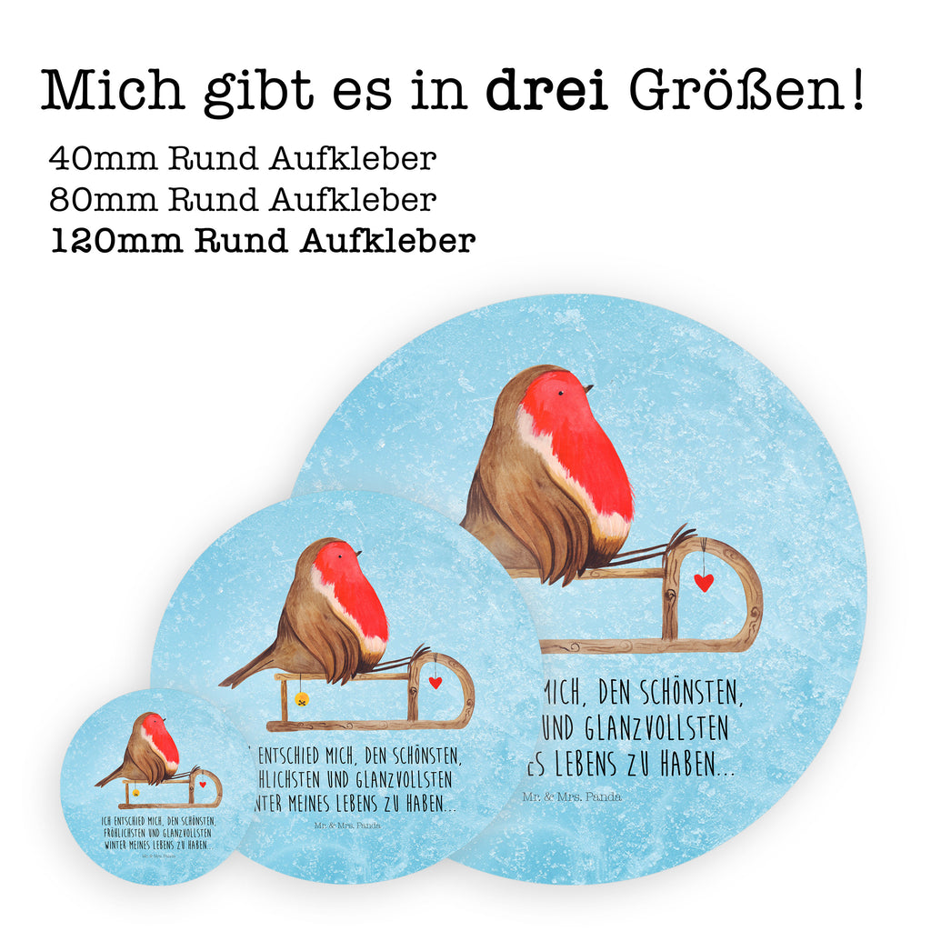 120mm Rund Aufkleber Rotkehlchen Schlitten Sticker, Aufkleber, Etikett, Kinder, rund, Winter, Weihnachten, Weihnachtsdeko, Nikolaus, Advent, Heiligabend, Wintermotiv, Schlitten, Vogel
